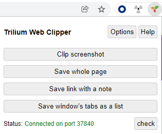 screenshot of webclipper in chrome